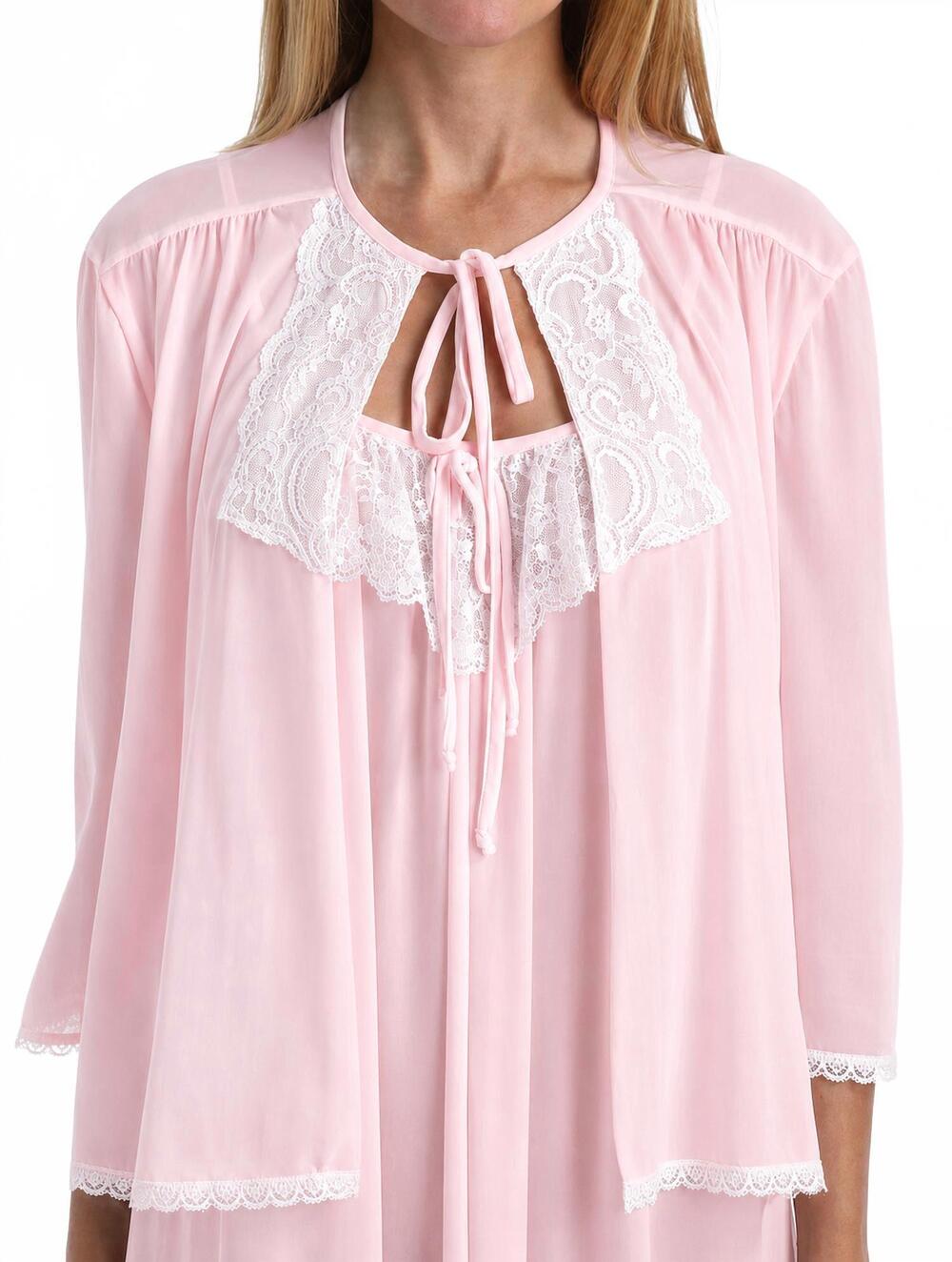NEW AMANDA RICH tricot bed jacket with lace in pink